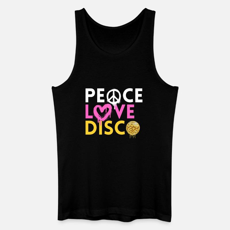 Peace Love Disco Retro Neon Style - Männer Bio Tank Top - Schwarz