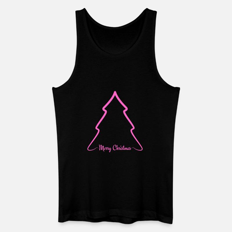 Neon Pink Weihnachtsbaum Outline - Männer Bio Tank Top - Schwarz