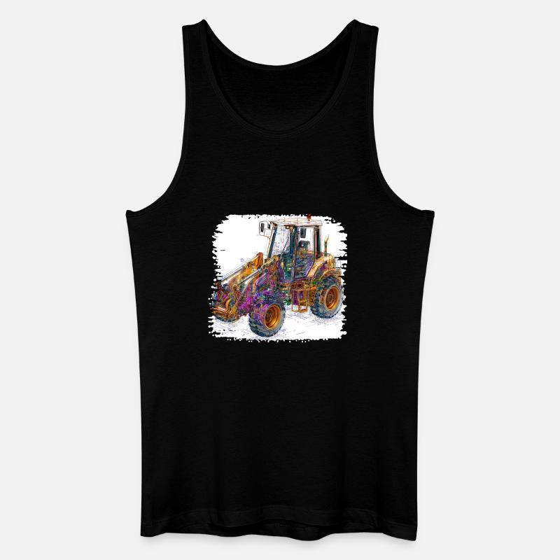 Neonlinien Konstruktionsbagger - Männer Bio Tank Top - Schwarz