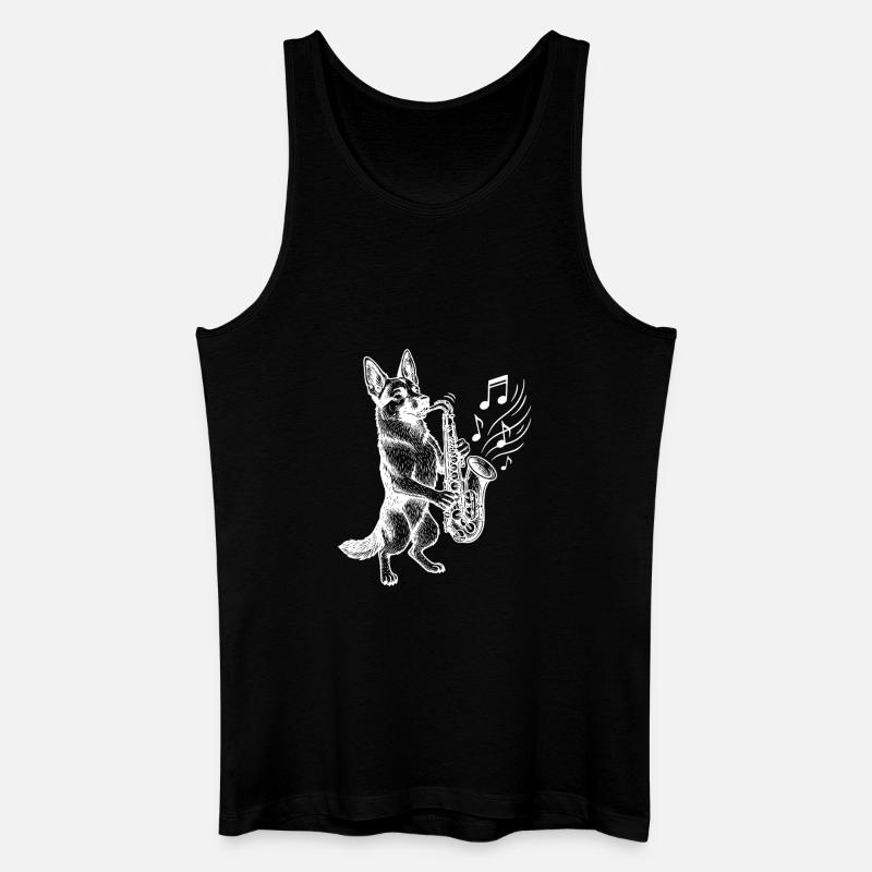Deutscher Schäferhund Saxophon Art Hund - Männer Bio Tank Top - Schwarz