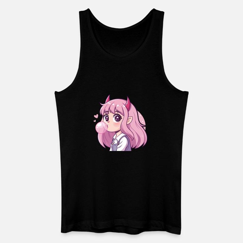 Rosahaariger Dämon Kaugummi - Männer Bio Tank Top - Schwarz