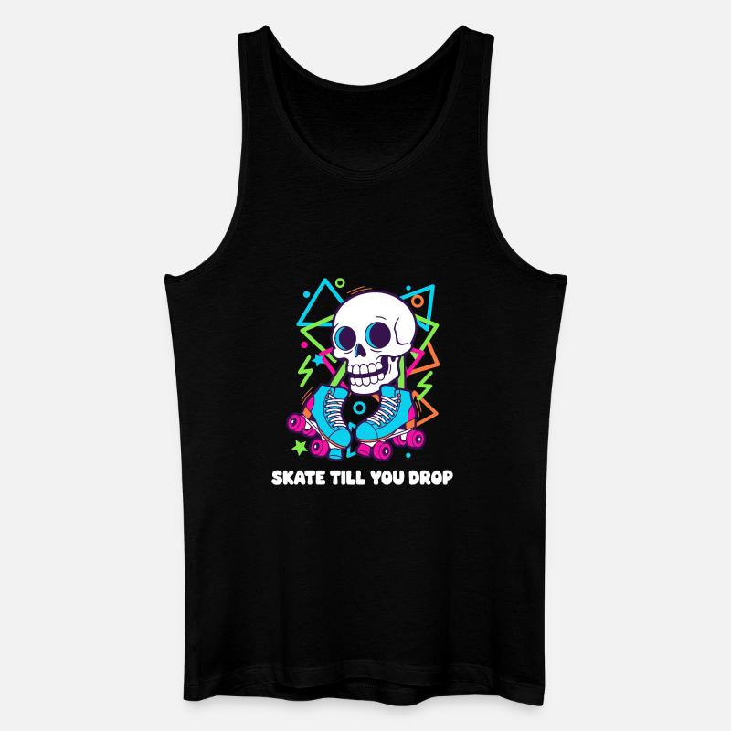 Skelett Roller Neon Groove - Männer Bio Tank Top - Schwarz