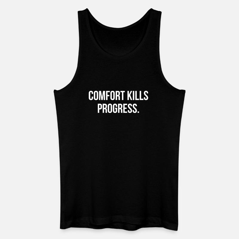 COMFORT KILLS PROGRESS. | Greyline Official - Männer Bio Tank Top - Schwarz