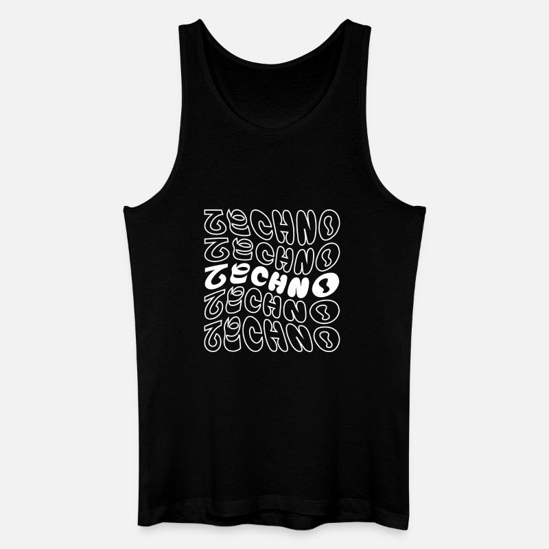 conception de logo géométrique ondulé techno - Débardeur bio Homme - noir
