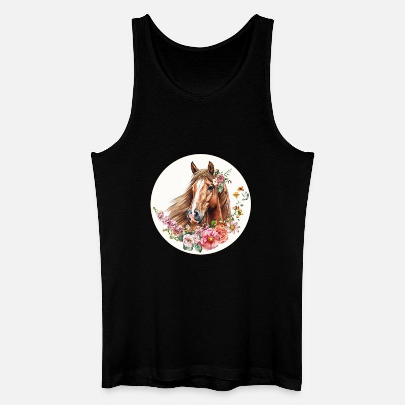 Pferd Blumen - Männer Bio Tank Top - Schwarz