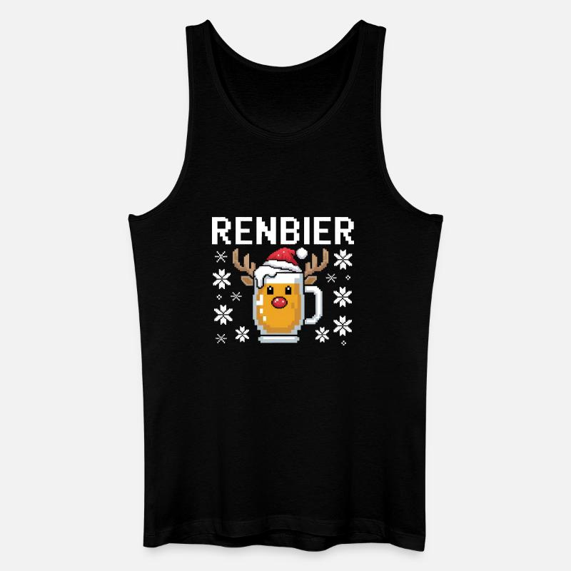 Weihnachtsbier Rentierbecher - Männer Bio Tank Top - Schwarz