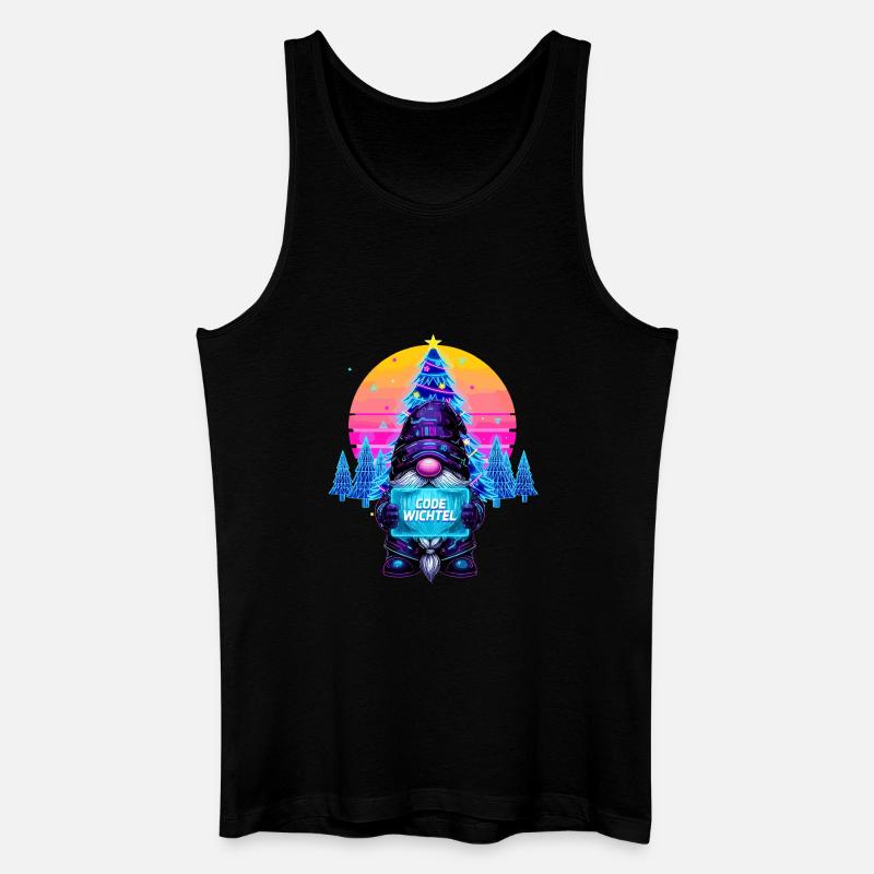 Cyberpunk Code Gnome - Synthwave Xmas Nerd - Men’s Organic Tank Top - black