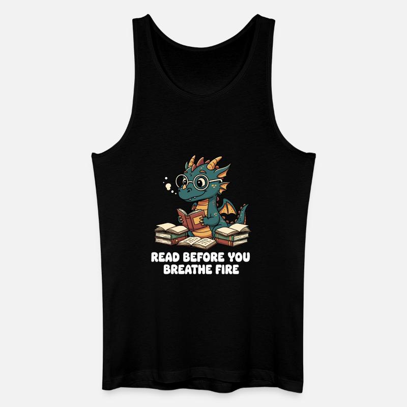 Bücherdrache Lesen statt Feuer - Männer Bio Tank Top - Schwarz