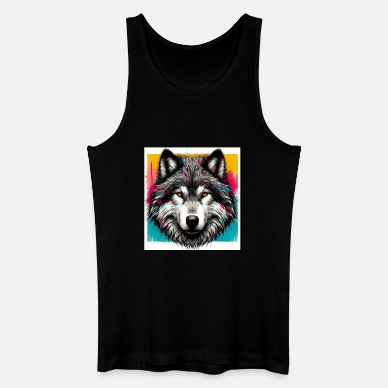 Wolf - Männer Bio Tank Top - Schwarz