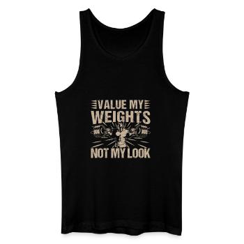 Fitness Motivation Bodybuilder Valeur Poids Pas - Débardeur bio Homme - noir - Devant