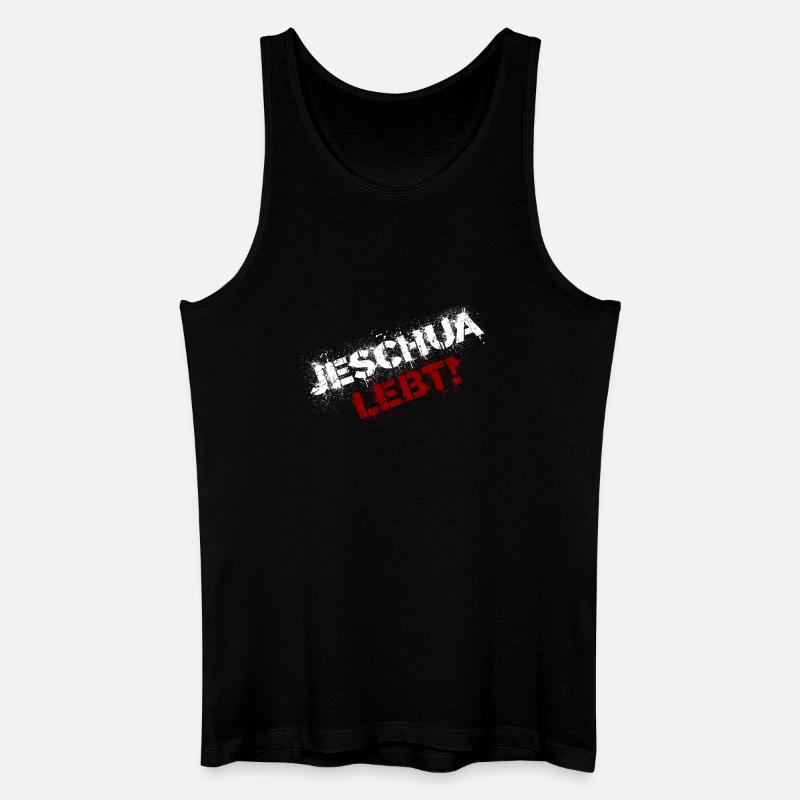 Jeschua lebt weiß-rot - Männer Bio Tank Top - Schwarz