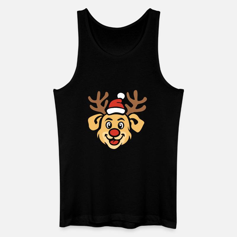 Fröhlicher Weihnachts-Hund mit Geweih - Männer Bio Tank Top - Schwarz