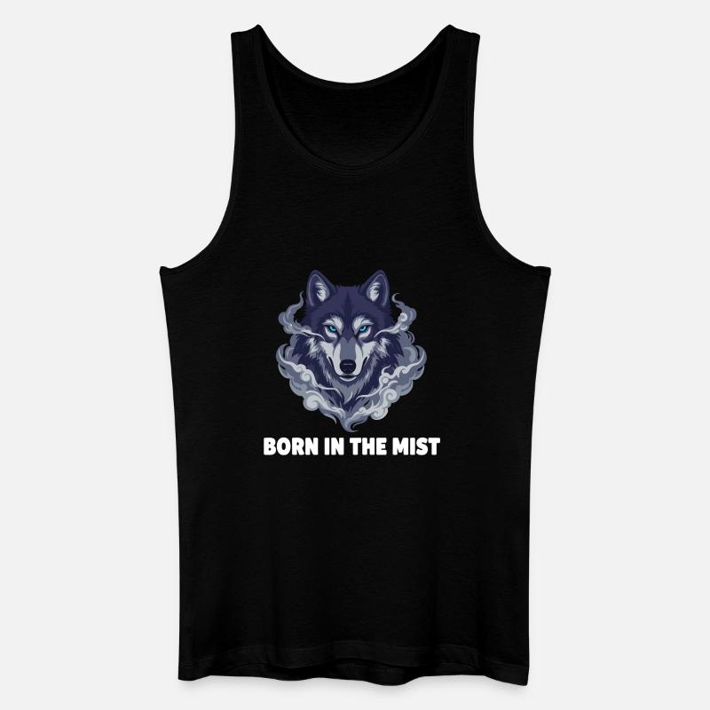 Nebelwolf : Wolfkopf dans la brume - Débardeur bio Homme - noir