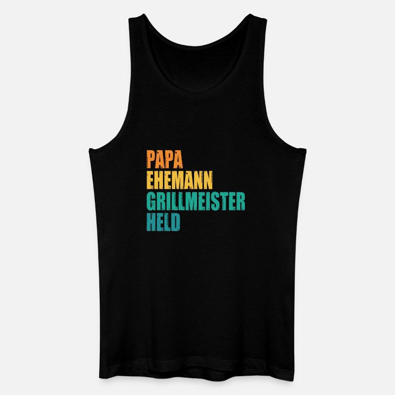Papa Ehemann Grillmeister Held - Männer Bio Tank Top - Schwarz