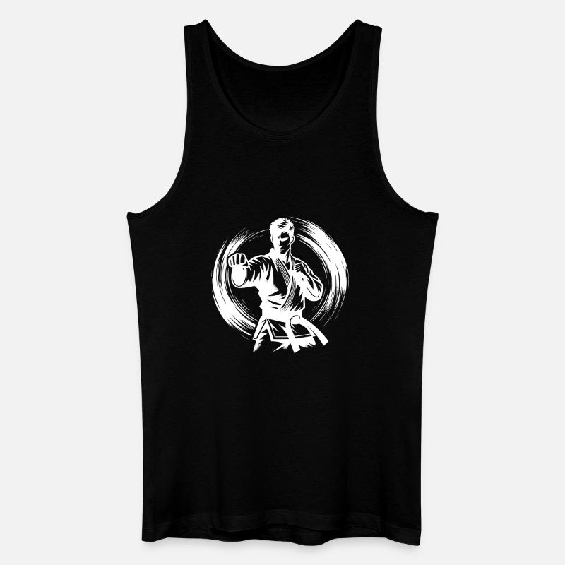 Dynamic Fighting Pose Perfect Karate Silhouette - Men’s Organic Tank Top - black