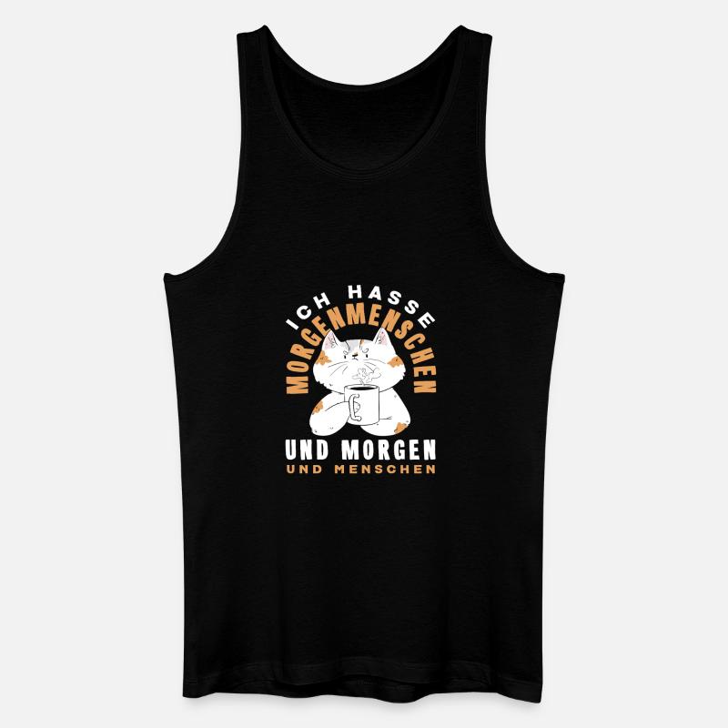 Ich hasse Morgenmenschen Kaffee Katze - Männer Bio Tank Top - Schwarz