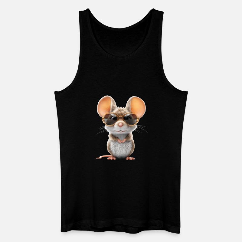 Maus mit Brille - Männer Bio Tank Top - Schwarz