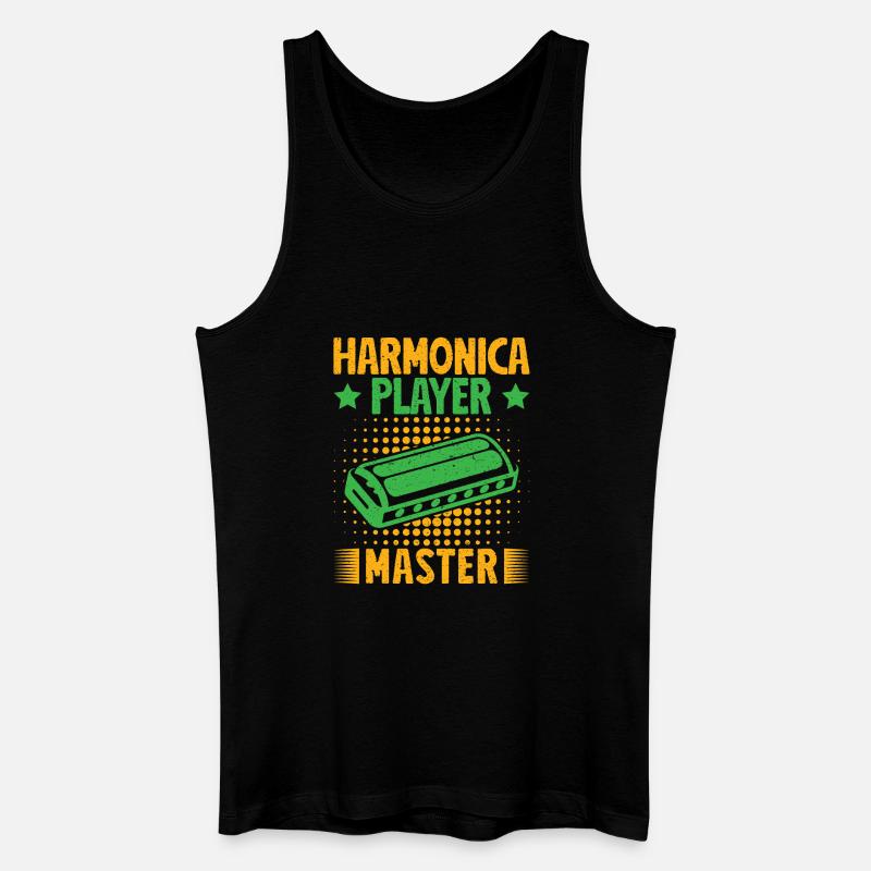Funny Harmonica Player Master Harmonica - Men’s Organic Tank Top - black