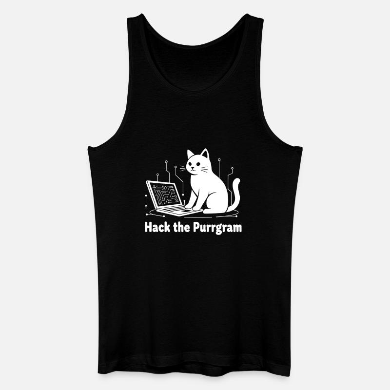 Hack Purrrgram : Humour Cat Tech - Débardeur bio Homme - noir