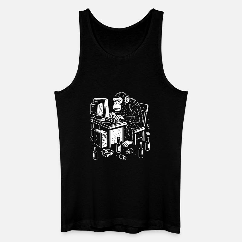 Codeur singe de bureau - Débardeur bio Homme - noir