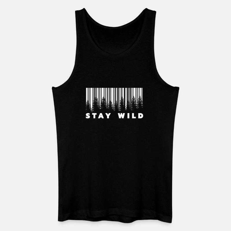 Stay Wild Forest Barcode - Men’s Organic Tank Top - black