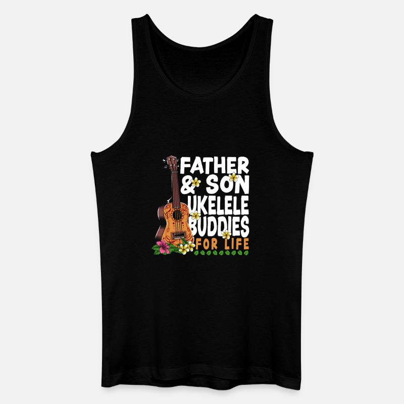 Hawaiian Ukulele Uke Dad Son - Männer Bio Tank Top - Schwarz