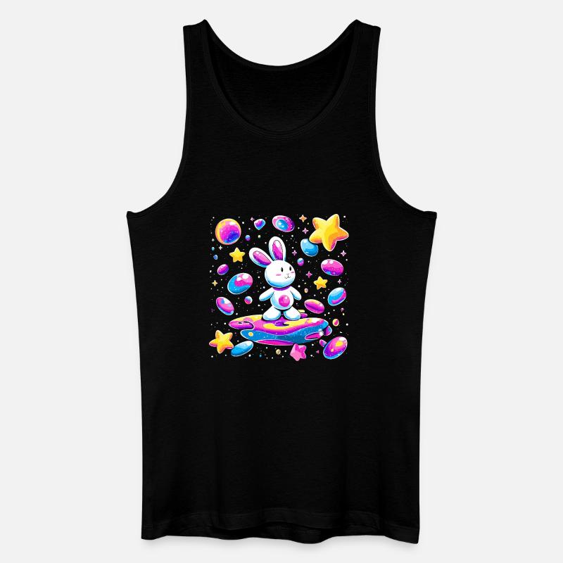 Galactic Rabbit on Surfboard - Men’s Organic Tank Top - black