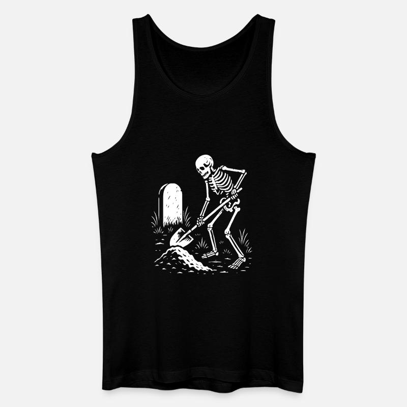 Skeleton Digging in Graveyard - Men’s Organic Tank Top - black