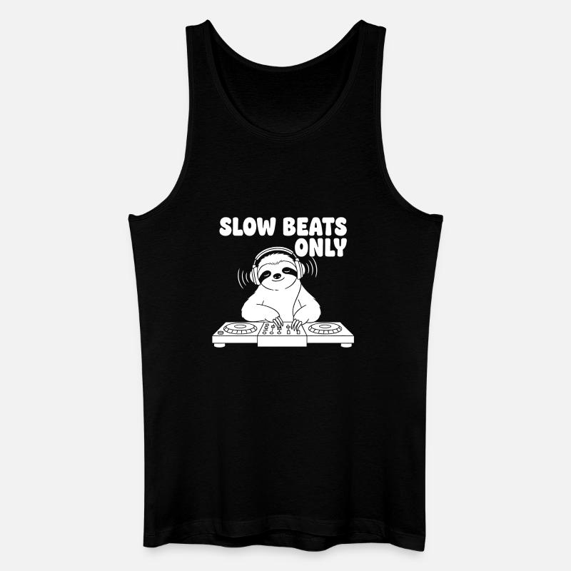 Slow Beats Sloth DJ - Männer Bio Tank Top - Schwarz
