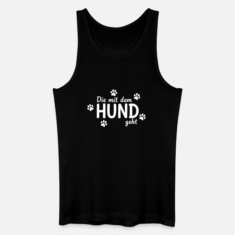Die mit dem Hund geht Spruch - Männer Bio Tank Top - Schwarz