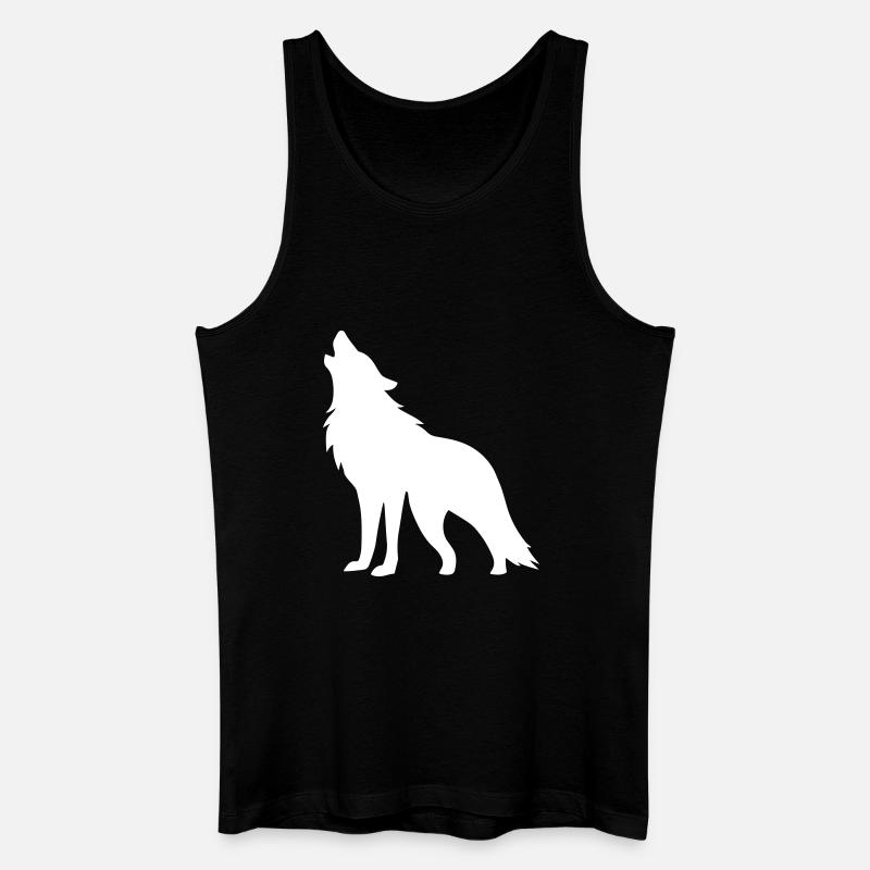 Wolf Silhouette - Männer Bio Tank Top - Schwarz