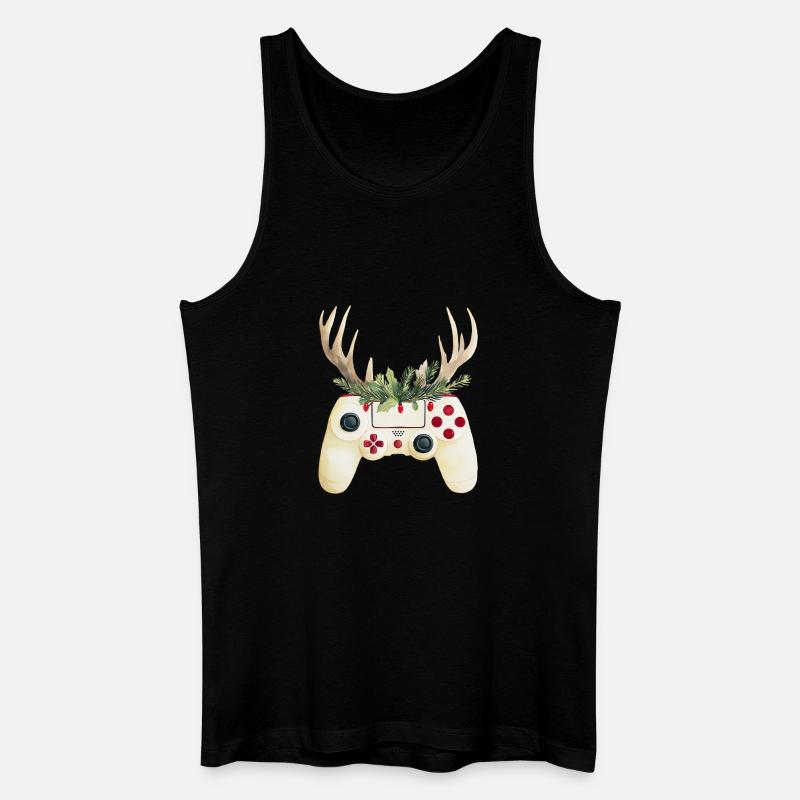 Weihnachtscontroller mit Hirschgeweih - Männer Bio Tank Top - Schwarz