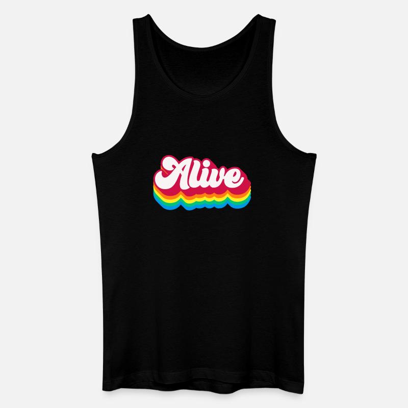 Alive - Retro Rainbow 70s - Men’s Organic Tank Top - black