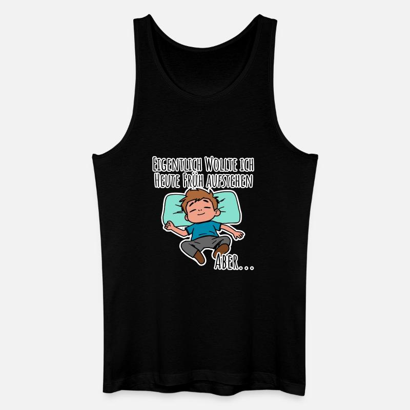 Morgenmuffel? Früh aufstehen oder faulenzen? - Männer Bio Tank Top - Schwarz