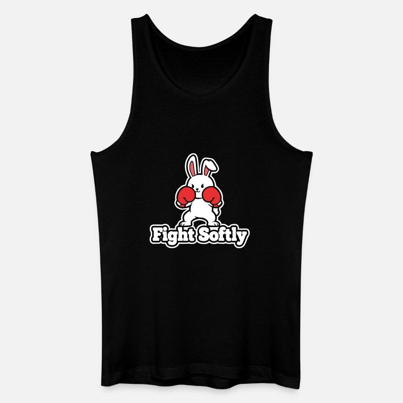 Kuschelbunny Boxkampf-Design Fight Softly - Männer Bio Tank Top - Schwarz