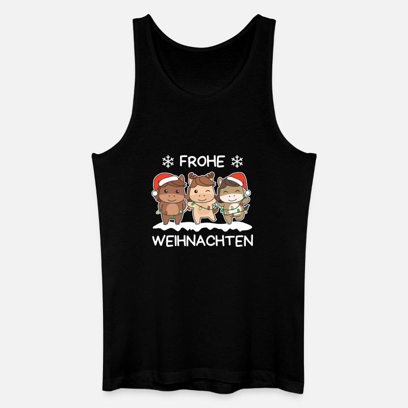 Frohe Weihnachten Pferd Heiligabend Pferde - Männer Bio Tank Top - Schwarz
