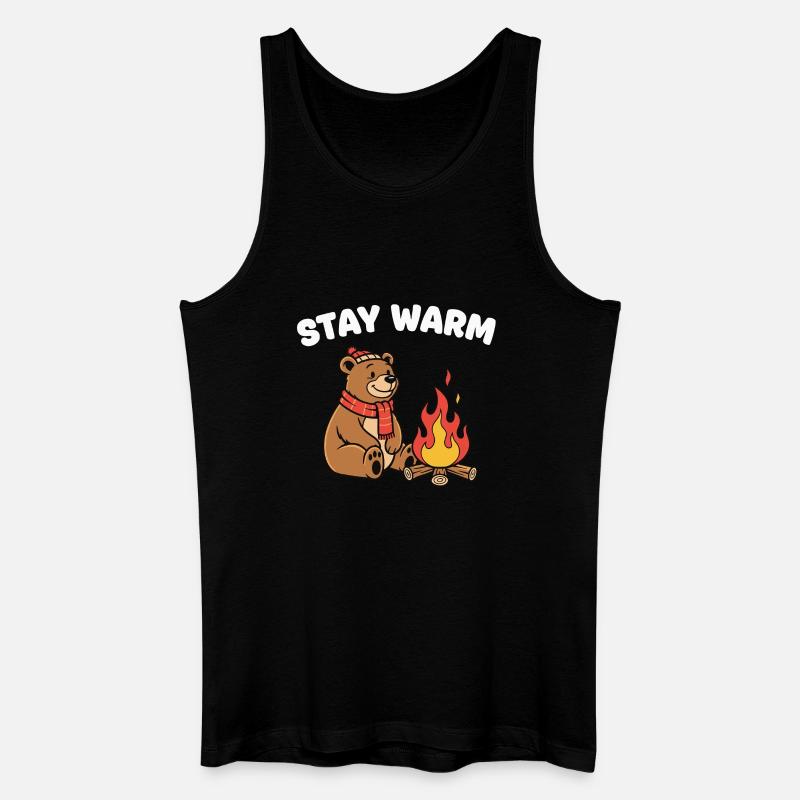 Winterbär am Lagerfeuer - Männer Bio Tank Top - Schwarz