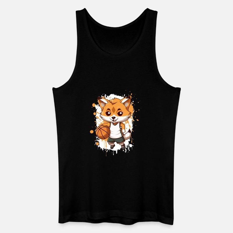 Basketball Fuchs Comic - Männer Bio Tank Top - Schwarz
