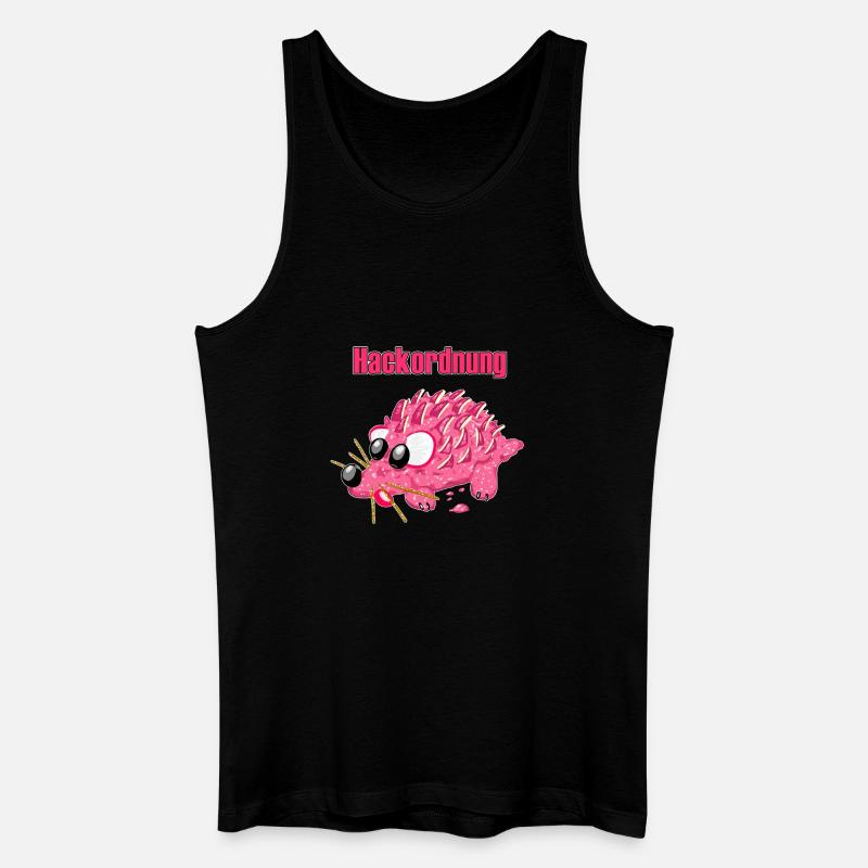 Mettigel Cartoon – Lustige Hackordnung   - Männer Bio Tank Top - Schwarz