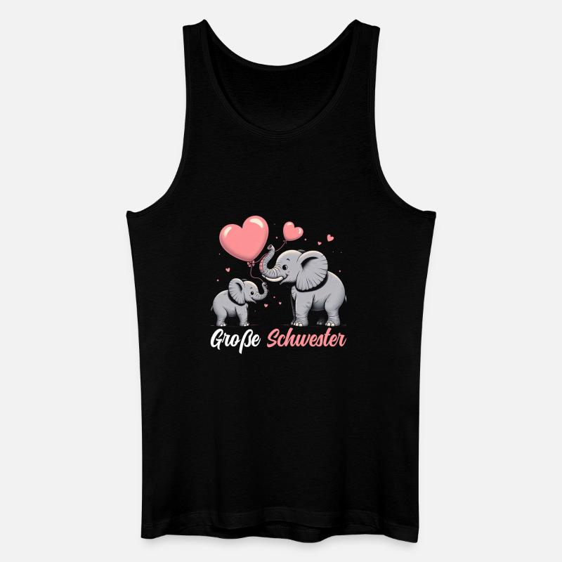 Große Schwester Elefanten Älteres Geschwisterkind - Männer Bio Tank Top - Schwarz