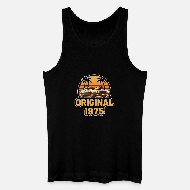 Original 1975 Retro Auto Sunset - Männer Bio Tank Top - Schwarz