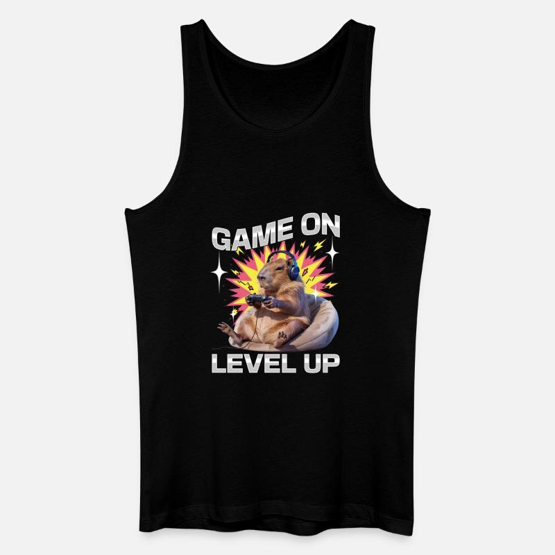 Funny Gaming Gamer Capybara - Männer Bio Tank Top - Schwarz