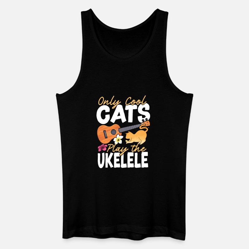 Hawaiian Ukulele Uke Cat Only Cool - Männer Bio Tank Top - Schwarz