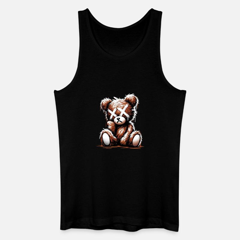 Broken Sad Teddy Graffiti Art - Männer Bio Tank Top - Schwarz