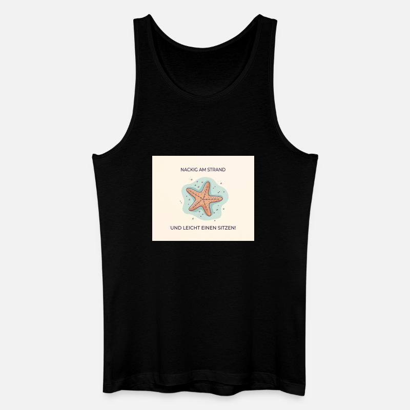 Nackig am Strand – Lustiger Seestern Spruch - Männer Bio Tank Top - Schwarz