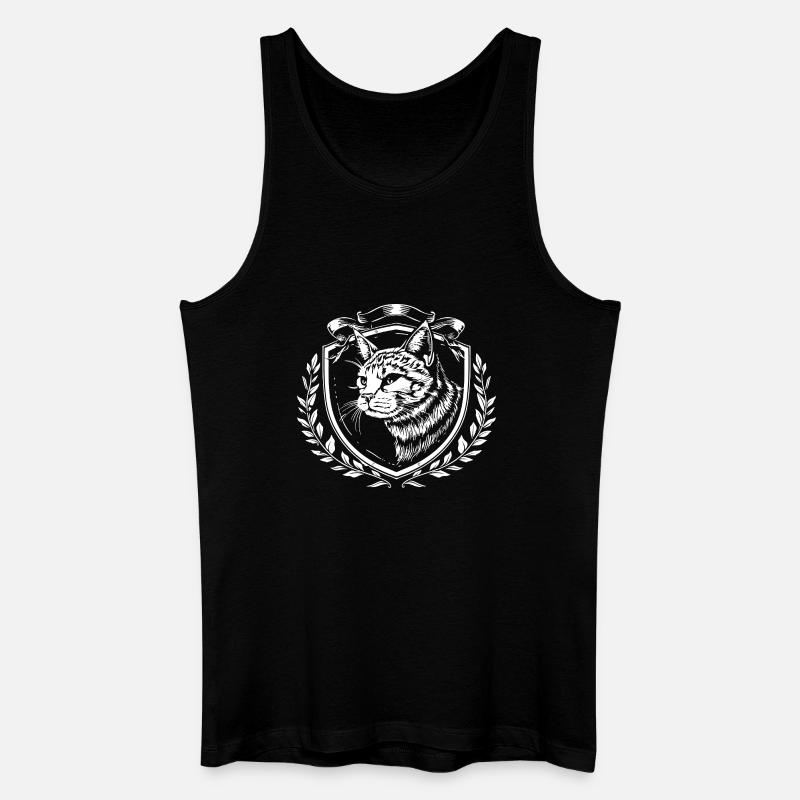Katzenkopf Wappen im Laurel-Design - Männer Bio Tank Top - Schwarz