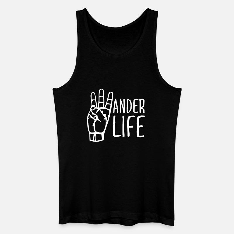 Wander Life Handzeichen – West Coast Wanderer - Männer Bio Tank Top - Schwarz