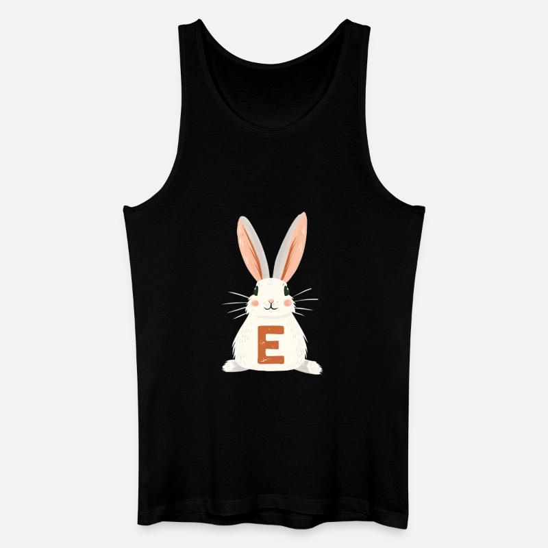 Lettre E - Lapin - Personnalisable - Débardeur bio Homme - noir