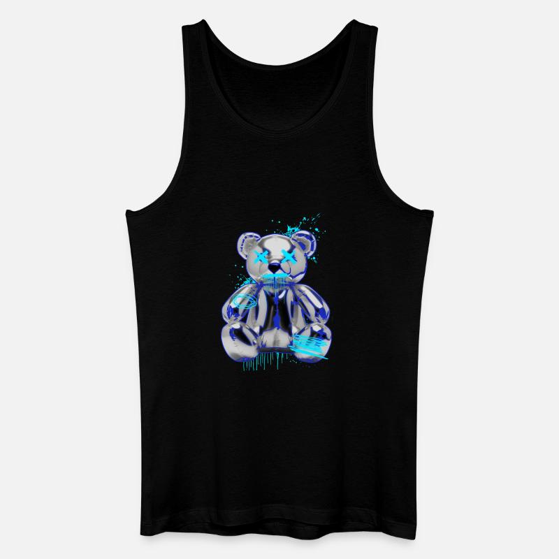 Graffiti-Bär Neon Tropfen Teddybär - Männer Bio Tank Top - Schwarz