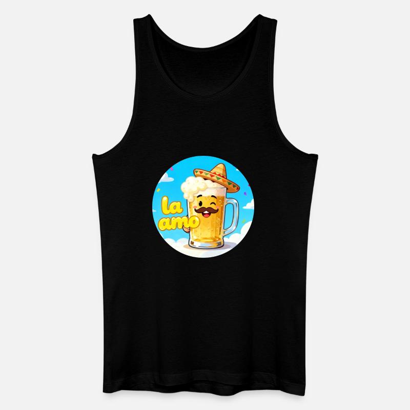 Bier mit Hut und Schnurrbart - Männer Bio Tank Top - Schwarz